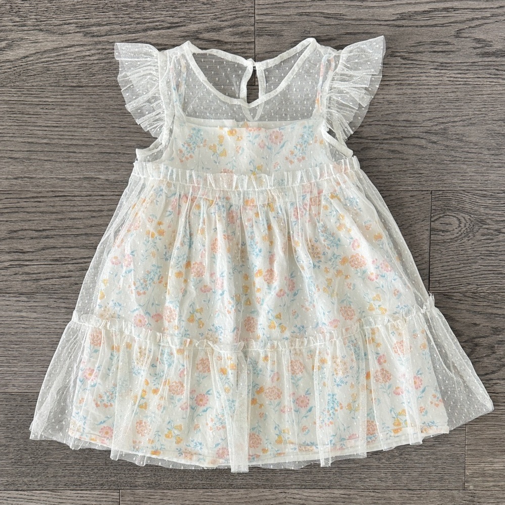 🌼RACHEL ZOE🌼 Floral Ruffle Sheer Overlay Dress, Size 3T